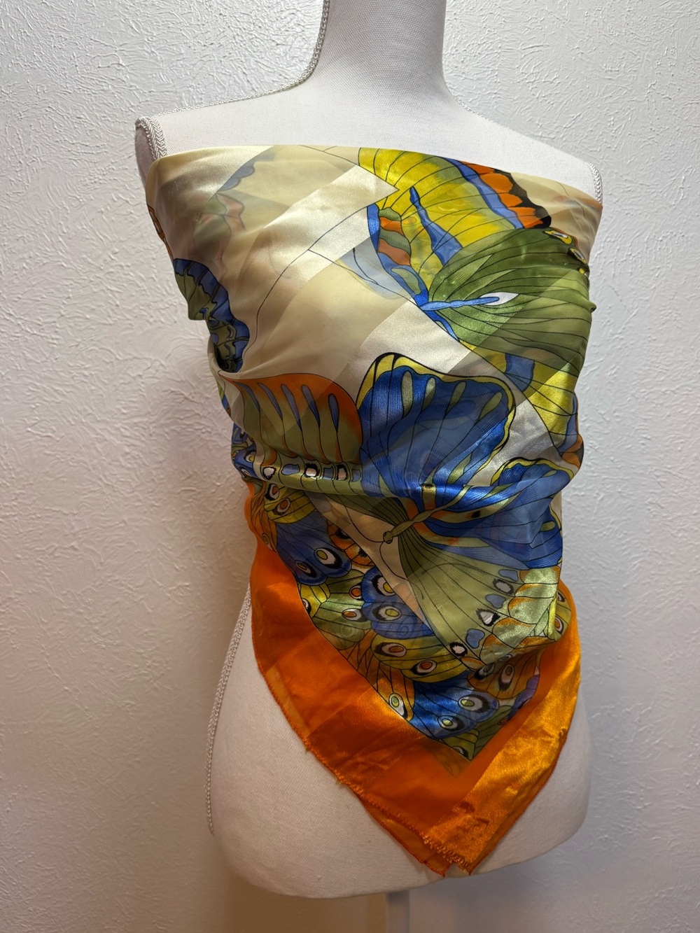 Large Silk Satin Butterfly Colorful Scarf